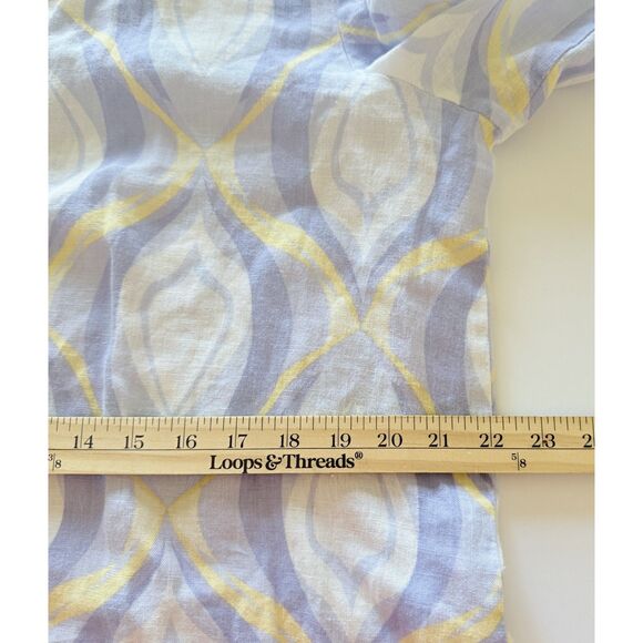 JM Collection Multicolor Linen Button 34 Sleeve Summer Comfy Artsy Shirt Top 14 - Picture 5 of 9